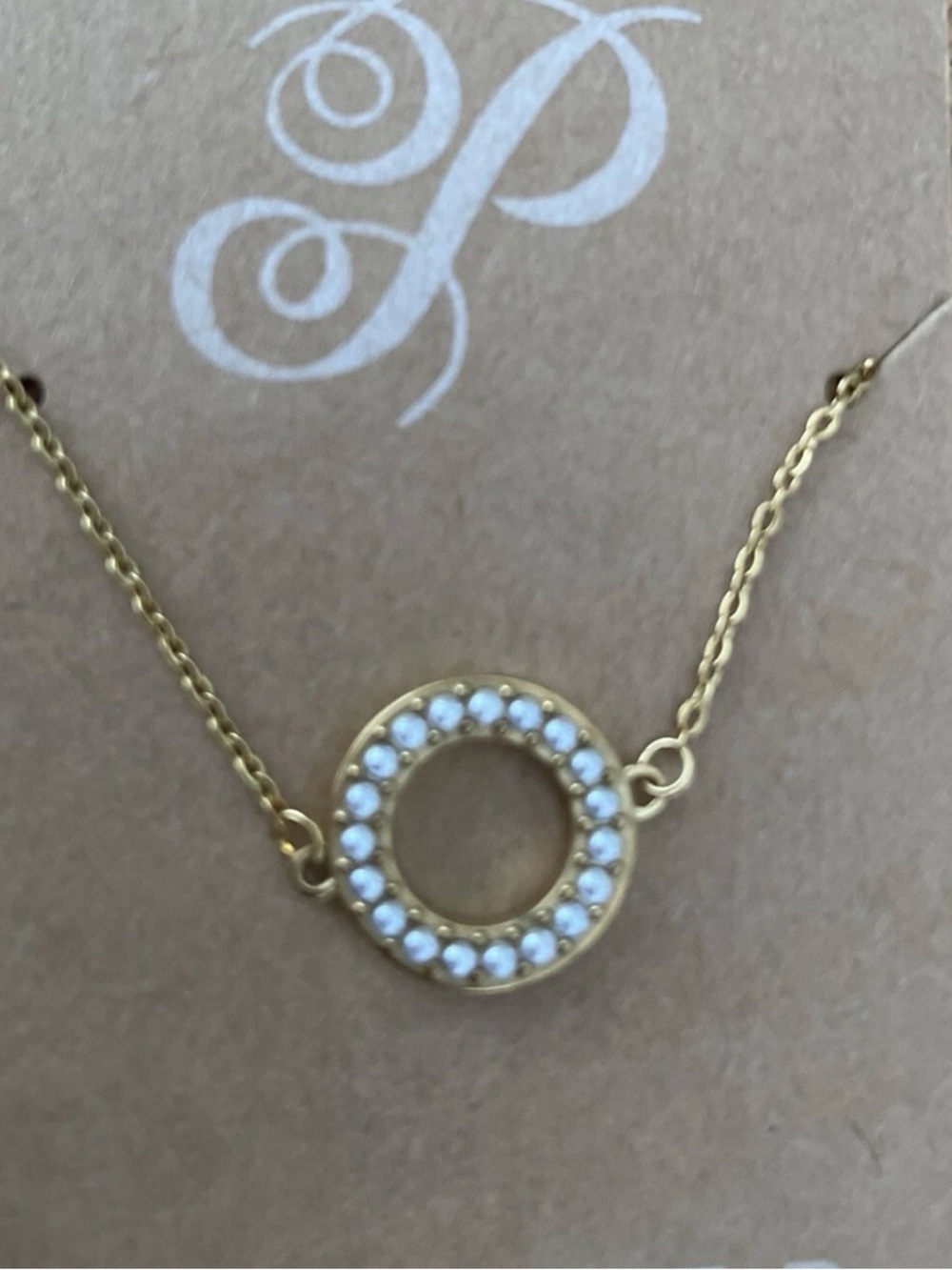 Plunder Gold Open Circle Necklace with Pearls